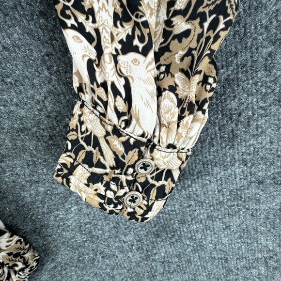 **SOLD**By Anthropologie Blouse Top Womens Small Black Tan Tie Waist Boho - Picture 4 of 13